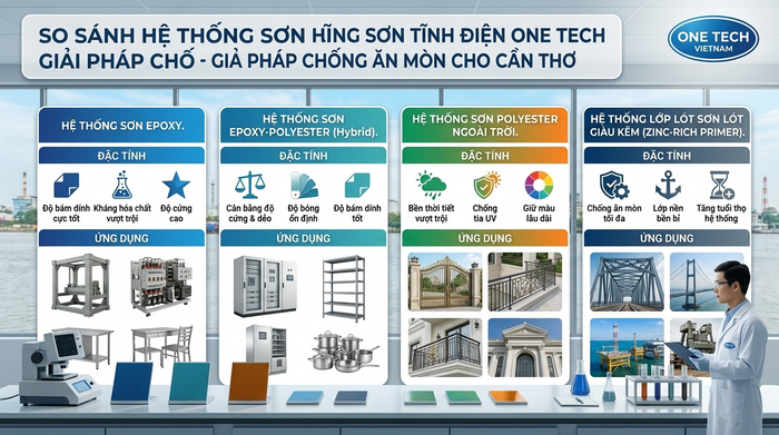 Chọn hệ sơn tĩnh điện cho khu công nghiệp ở Cần Thơ Bảng so sánh hệ sơn tĩnh điện chống ăn mòn tại Cần Thơ