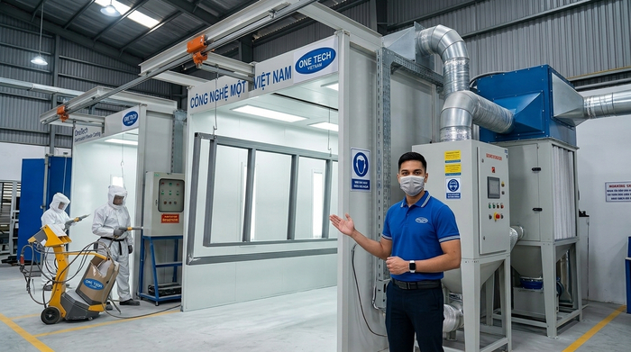 Buồng phun sơn tĩnh điện có hệ thống hút bụi giảm rủi ro sức khỏe