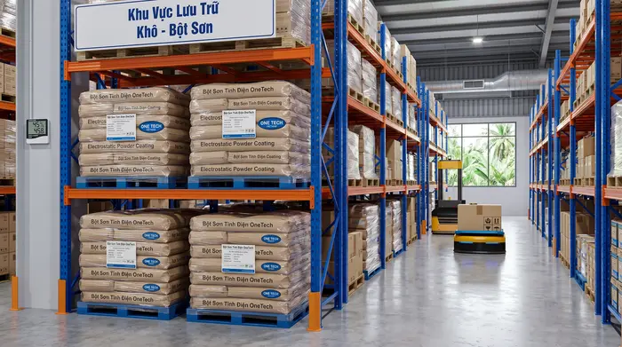 Bảo quản bột sơn tĩnh điện trong kho khô ráo tại Cần Thơ