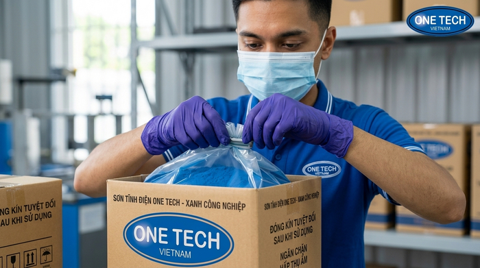 Đóng kín bao bì bột sơn tĩnh điện sau khi mở nắp để tránh hút ẩm