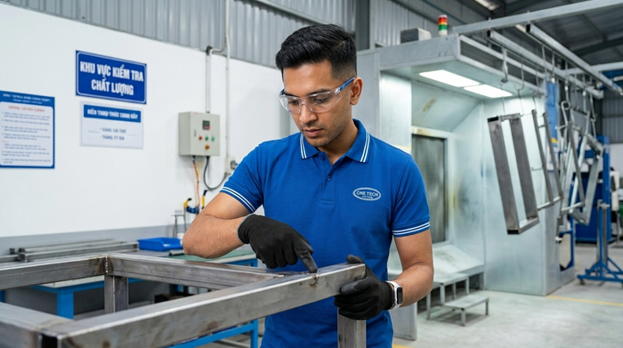 Kiểm tra bề mặt kim loại trước khi sơn tĩnh điện tại Cần Thơ