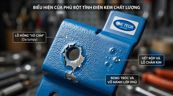Dấu hiệu sơn tĩnh điện không đạt tiêu chuẩn Các lỗi bề mặt thường gặp khi sơn tĩnh điện không đạt yêu cầu