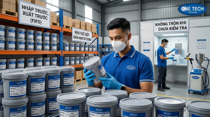 Quy trình bảo quản sơn tĩnh điện từ nhập kho đến sử dụng tại xưởng