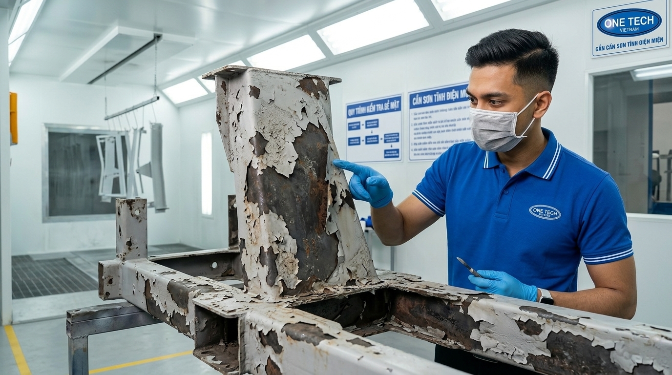 Sơn lại toàn bộ sản phẩm khi lớp sơn tĩnh điện bong tróc nghiêm trọng