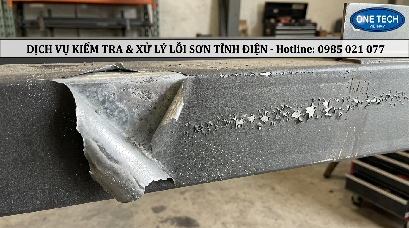 Bề mặt kim loại có lớp sơn tĩnh điện bị bong tróc tại Cần Thơ