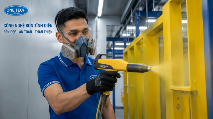 Công nghệ sơn tĩnh điện hiện đại giúp bột sơn bám đều trên bề mặt kim loại