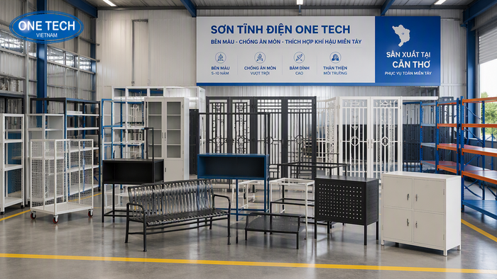 Sản phẩm kim loại được hoàn thiện bằng sơn tĩnh điện tại Cần Thơ