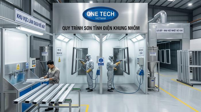 Quy trình sơn tĩnh điện nhôm kính Cần Thơ Quy trình sơn tĩnh điện nhôm kính từ xử lý bề mặt đến sấy hoàn thiện