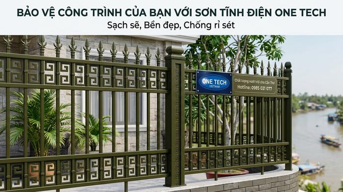 Bề mặt sơn tĩnh điện hàng rào Cần Thơ Bề mặt hàng rào sau khi sơn tĩnh điện tại Cần Thơ