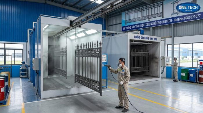 Xưởng sơn tĩnh điện hàng rào Cần Thơ Xưởng sơn tĩnh điện hàng rào tại Cần Thơ có khu vực phun và sấy